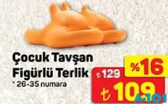 JUNO ÇOCUK TAVŞAN FİGÜRLÜ TERLİK